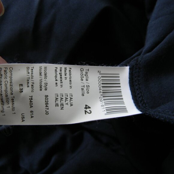 PESERICO NAVY BLUE 3/4 SLV FULL SKIRT ITALY MINIMALIST DRESS SZ IT 42 US 6 - Picture 5 of 5